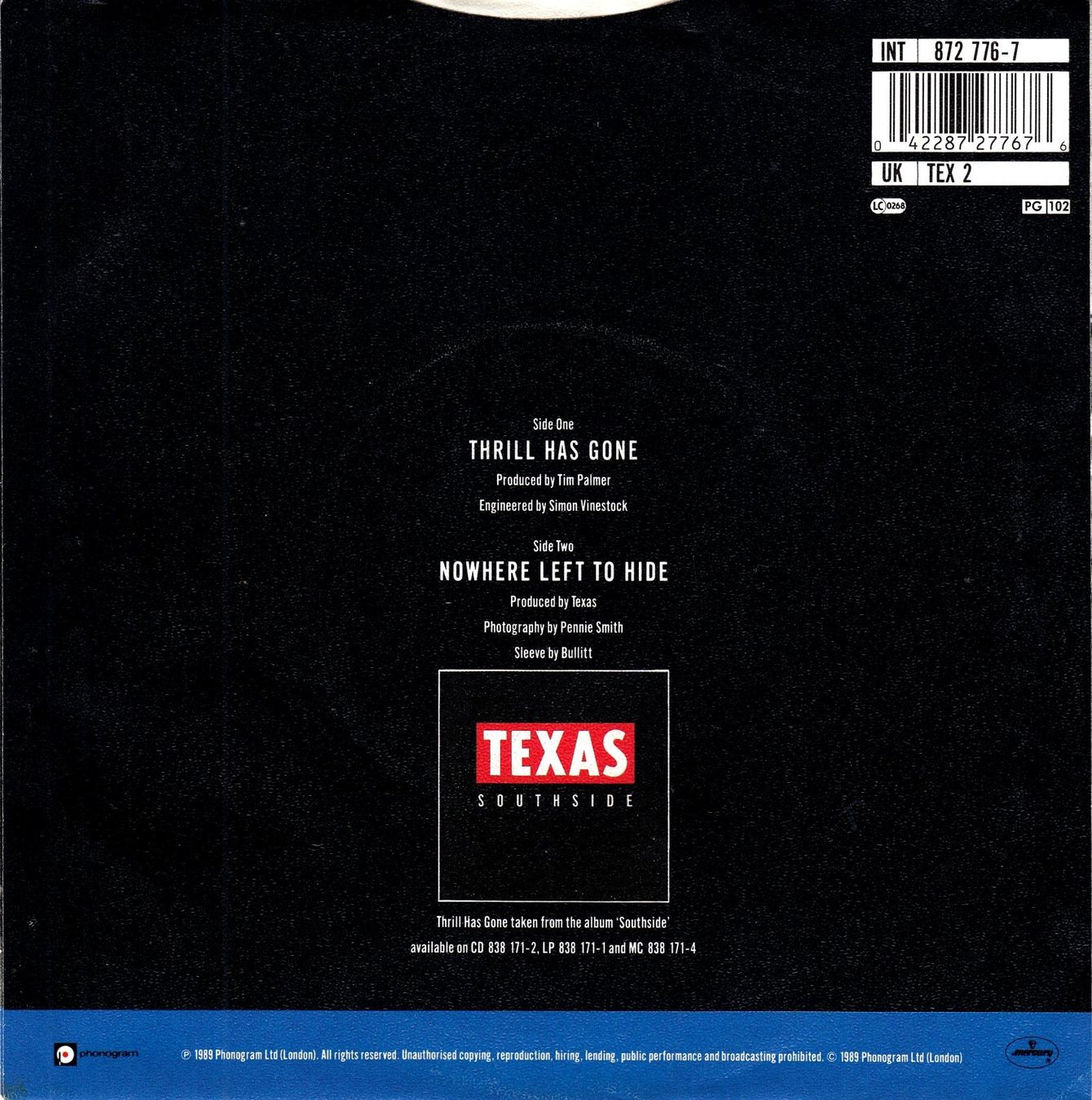 Schallplatten: Texas Vinyl Single von 1989 – Gebraucht aus Volketswil von Abcrecords 1