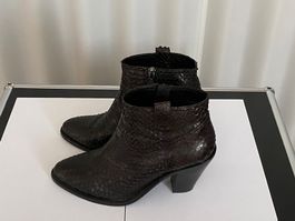 Damenstiefeletten, ASH, Grösse 37, schwarz, Schlangenoptik