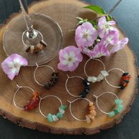 9 Wein Glasmarkierer mit Halb-Edelsteinen, handmade💕