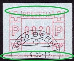 ATM 7A_Abart "FEHLENDE OBERLINIE" +Farbstreif_11.4.85 BERN !