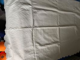 Tischtuch Tischdecke weiss mit Muster antik 120cm x 258cm 42
