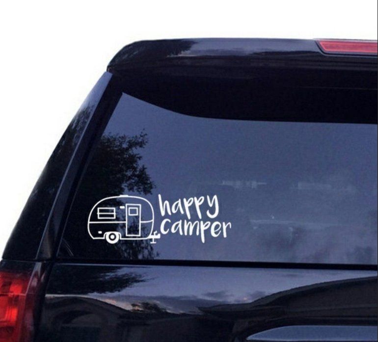 Sticker: Aufkleber Happy Camper Weiss – Nuovo e nell'imballaggio originale da Walenstadt venduto da SchnaeppchenRabe 1
