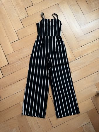 BERSHKA - Jumpsuit schwarz-weiss gestreift XS