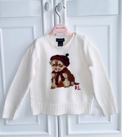 Ralph Lauren girls dog intarsia knit sweater 6 6x Y NP 220