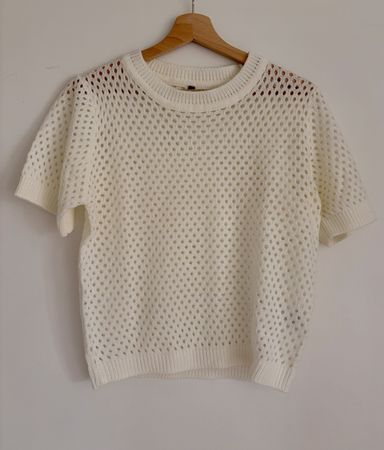 Damen Pullover Chicoree gehäkelt cremeweiss Grösse M