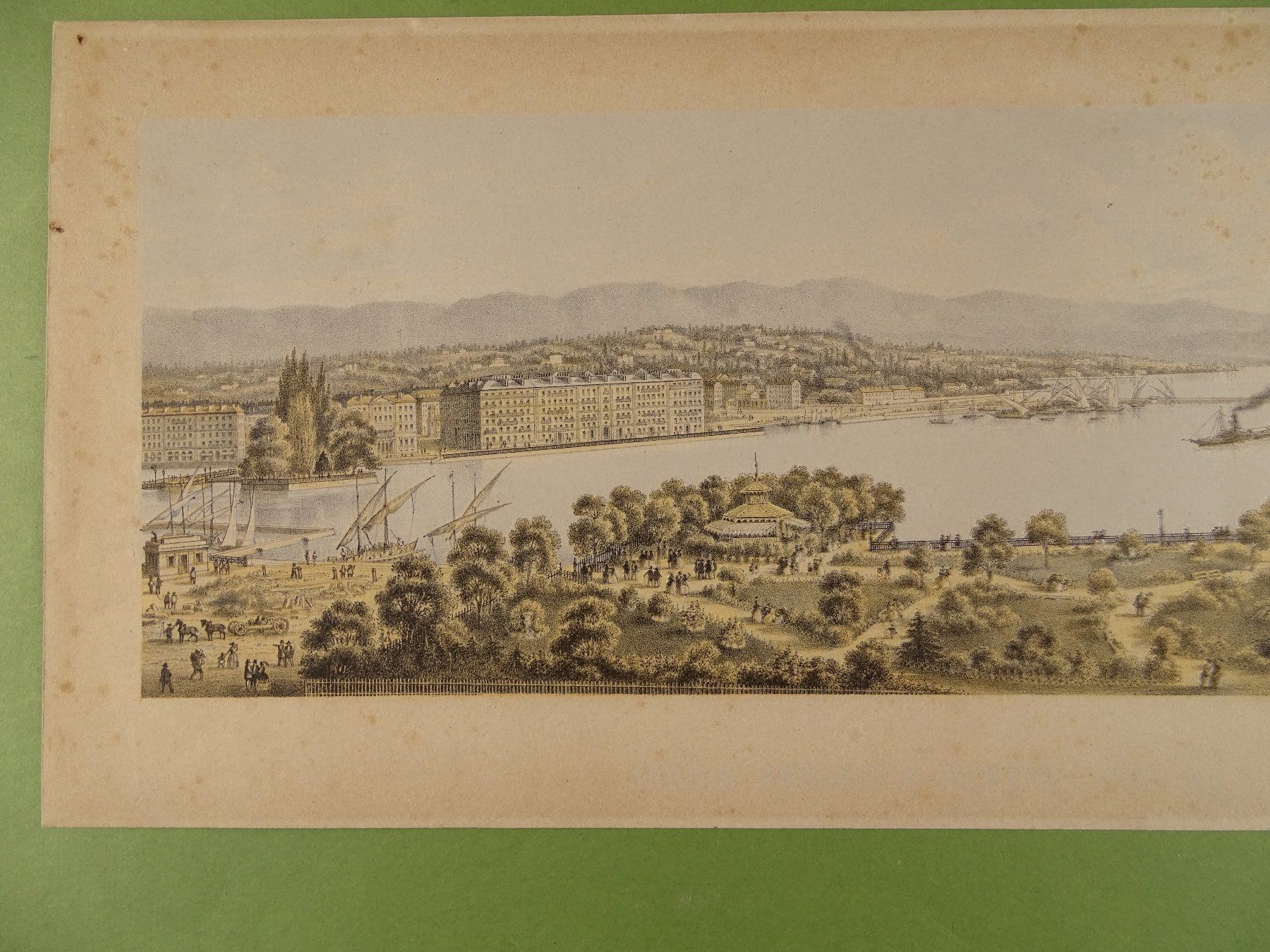 Incisioni: GENF, GENÈVE, LITHOGRAPHIE UM 1850 – Usato da Grüningen venduto da Kartensammler 2