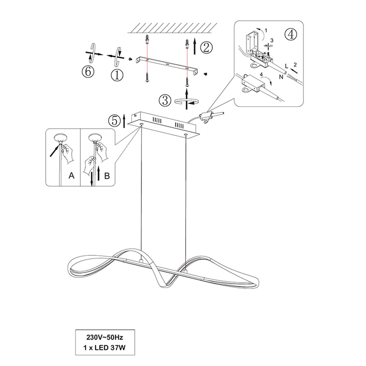 Lampadari & plafoniere: LED Pendelleuchte, Weiss, 81 cm x 46 cm – Nuovo (secondo la descrizione) da Kreuzlingen venduto da Smart-Light 4