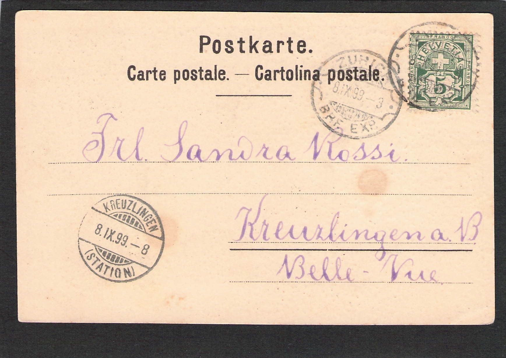 Cartoline postali: AK, ZÜRICH , Kantonswappen , 1899 – Usato da Reichenburg venduto da Pipo-67 1