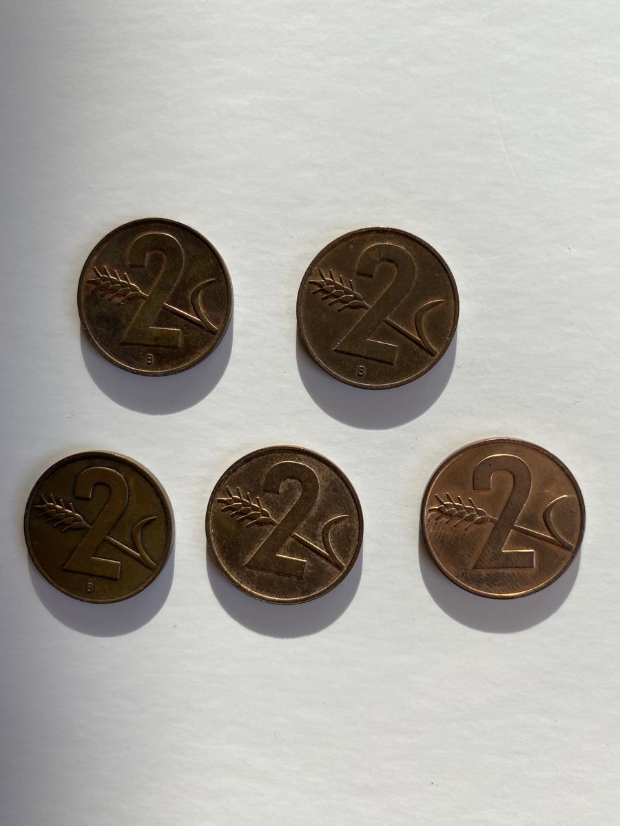 Alle Münzen: 2 Rappen 1963, 1966, 1968, 1969, 1970 – Gebraucht aus Aathal-Seegräben von wagenburg01 1