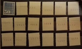 3562) 485RM, Lot, 18 Rollenmarken mit Nr. postfrisch
