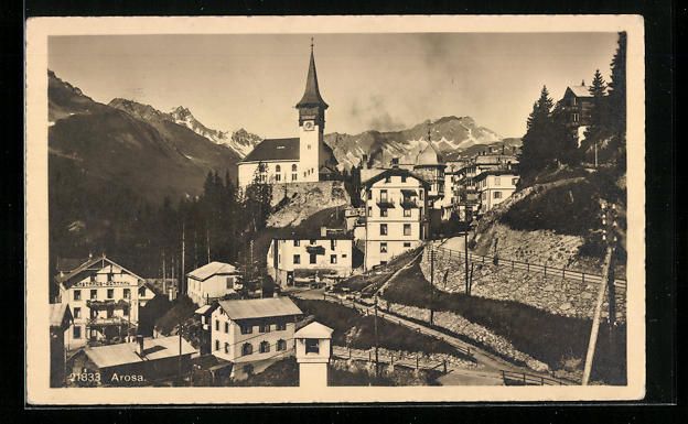 Cartoline postali: Arosa, Ortspartie mit Gasthaus Central – Usato da Berlin venduto da bartko-reher