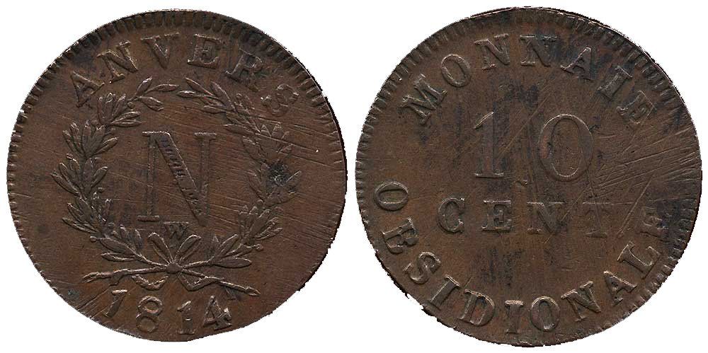 Tutti le monete: Frankreich, 10 Cent 1814 W, Antwerpen – Usato da Chiasso venduto da Novamarketing