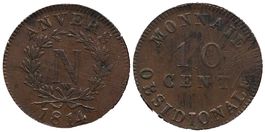 Frankreich, 10 Cent 1814 W, Antwerpen