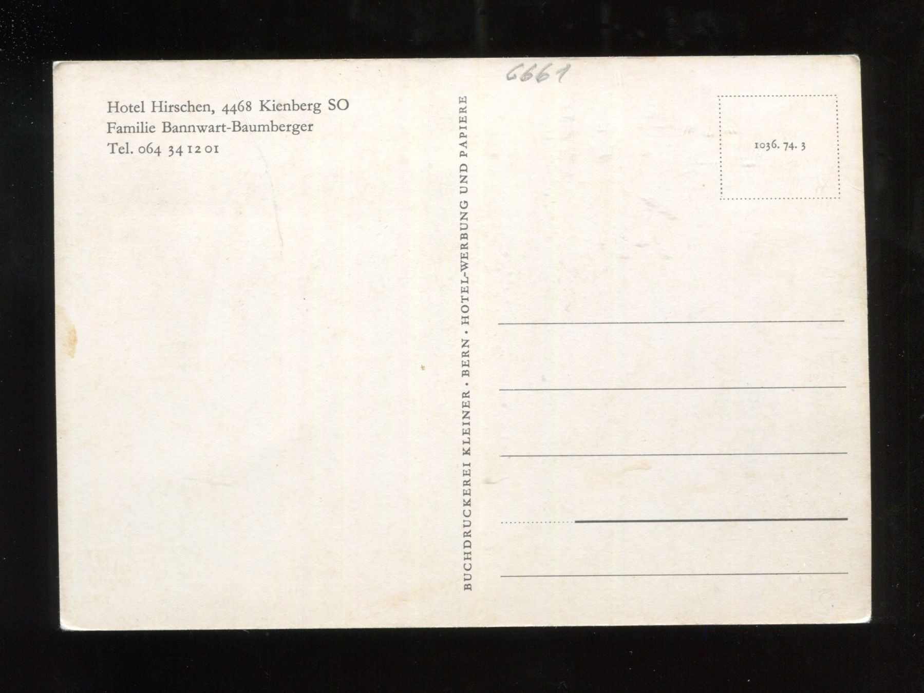 Cartoline postali: Kienberg, Hotel Hirschen – Usato da Aarau venduto da Elmaar41 1