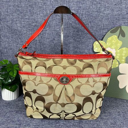 Handtasche Coach Signature Canvas rot-braun guter Zustand