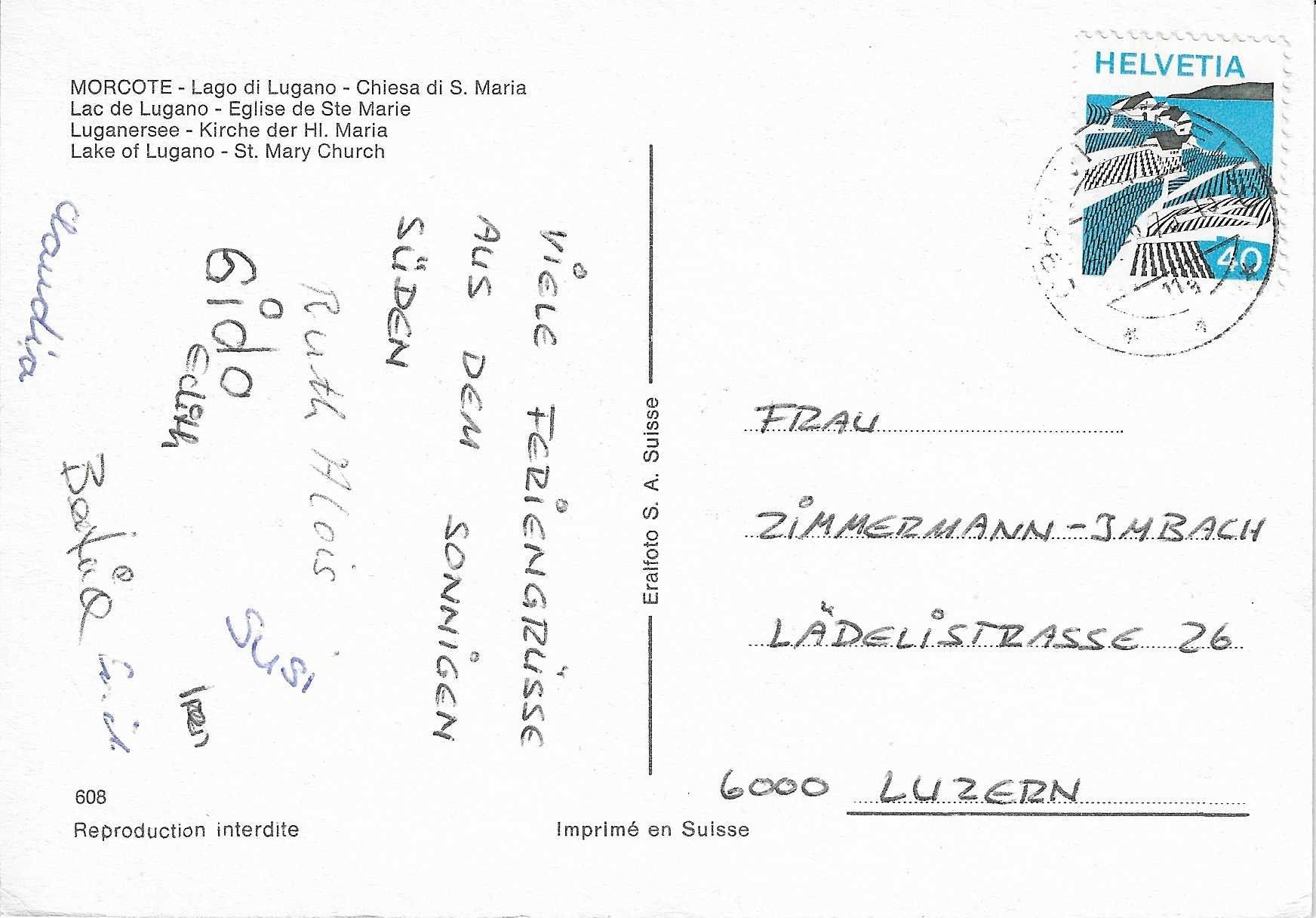 Cartoline postali: Morcote-lago di Lugano TI – Usato da Rothrist venduto da Stranglehold 1