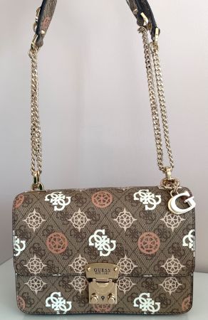 Guess Umhänge-/Schultertasche, braun-rosa-beige