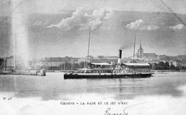 Genève : la rade et le Jet d'Eau / vapeur "La Suisse"
