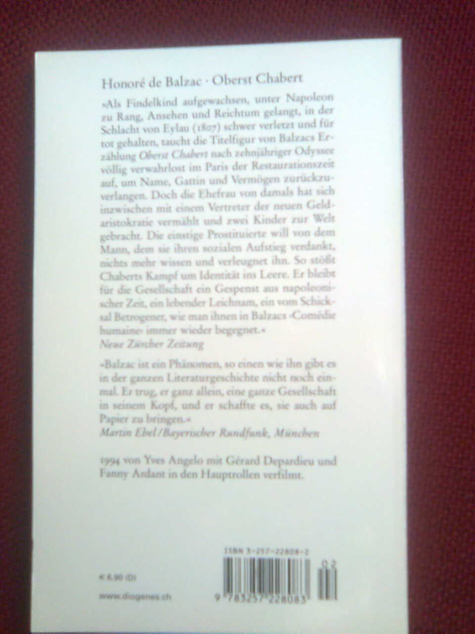 Libri: Balzac Oberst Chabert. – Usato da Basel venduto da Alacant 1