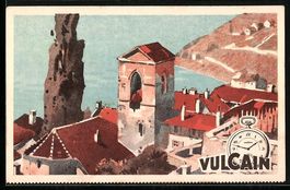 Reklame für Vulcain-Uhren, Blick auf ei