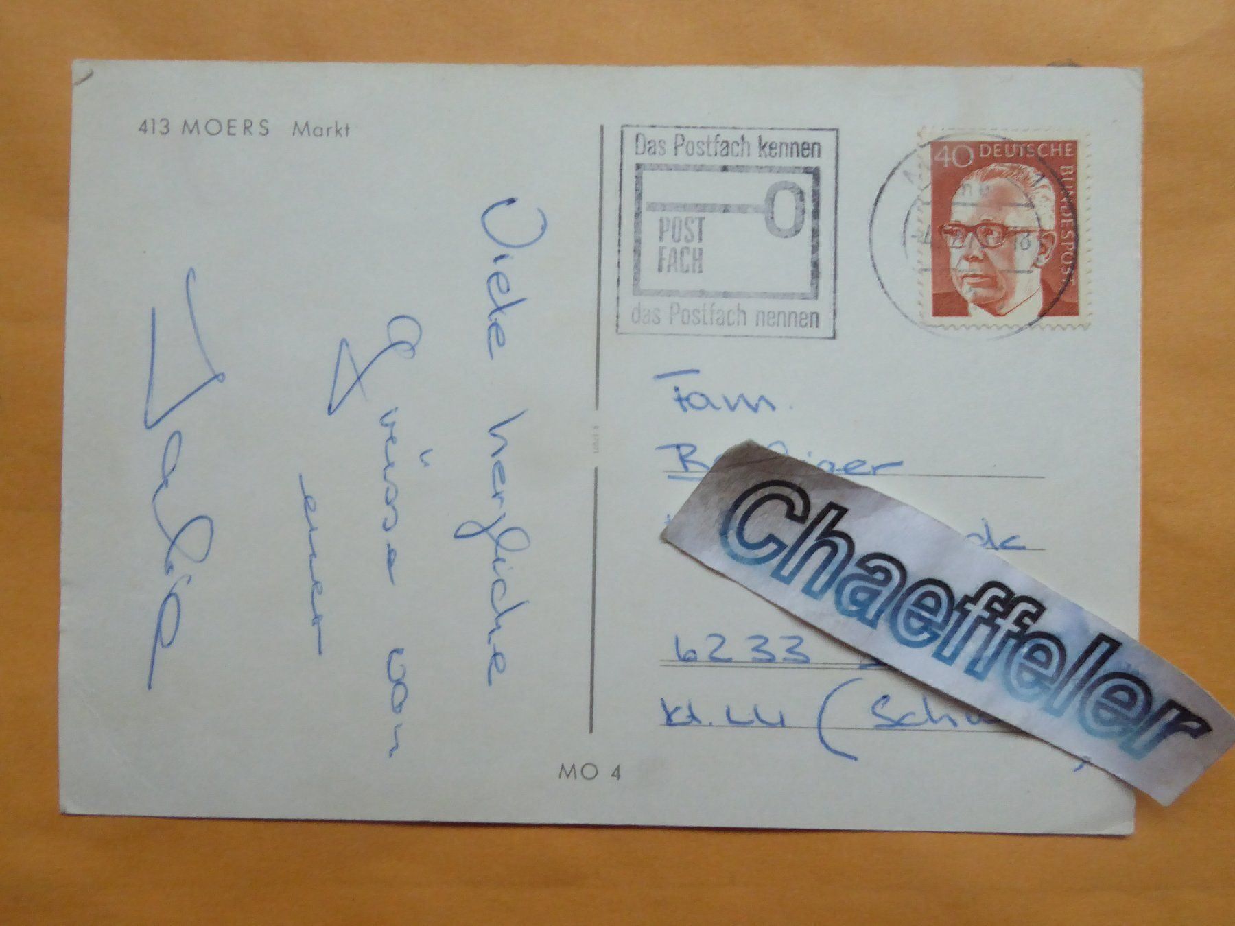 Ansichtskarten: 413 Moers Markt  1973 – Gebraucht aus Zürich von Chaeffeler 1