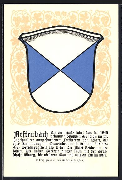 Cartoline postali: AK Neftenbach, Wappen der Gemeinde – Usato da Berlin venduto da bartko-reher