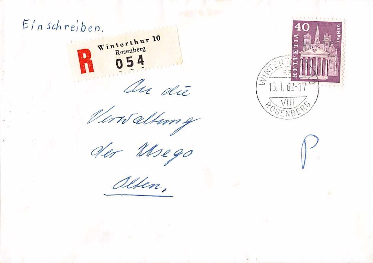 Tous les timbres: alter R-Brief mit O WINTERTHUR ROSENBERG, ab 1.-- – D'occasion à Lufingen par Rac0