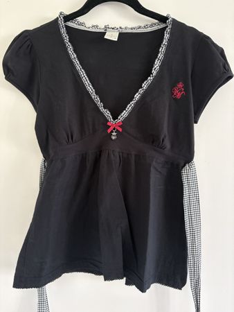 Vive Maria Damen Top Schwarz Grösse M mit Karo-Band