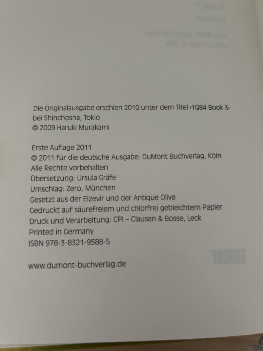 Livres: Haruki Murakami 1Q84 Roman Buch 3 – D'occasion à Bern par mil_g69v 3