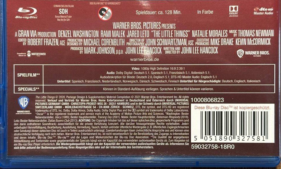 Tutti i DVDs: The Little Things - Blu-ray - Denzel Washington, Top! – Usato da Beringen venduto da Mantafisch1 2