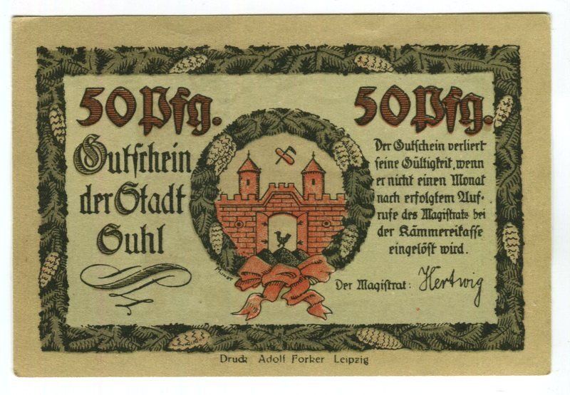 Banknoten: Notgeld "50 Pfennig. Suhl" – Gebraucht aus Basel von Butsch5 1