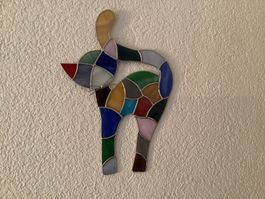 katze bunt, 36x26cm, in tiffany glastechnik