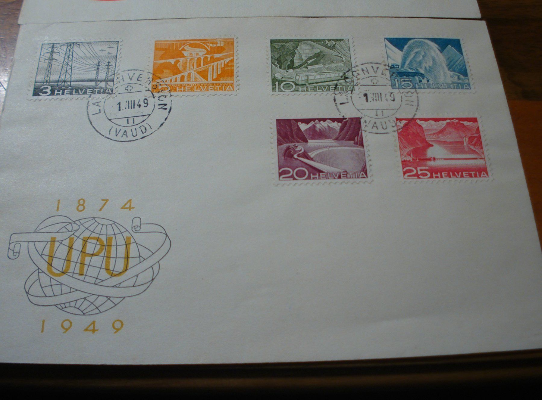 Alle Briefmarken: 2 Brief Landschaft + Technik 1949, ET-o La Conversion Vaud – Gebraucht aus Niederwil AG von morostahu