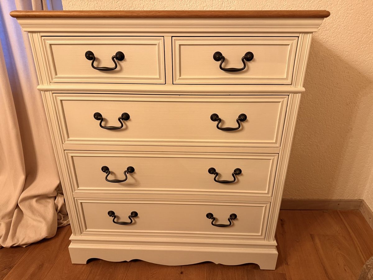 Maisons du monde Cassettiere: Léontine - Commode haute 5 tiroirs crème L86 – Usato da Etoy venduto da mau_677p