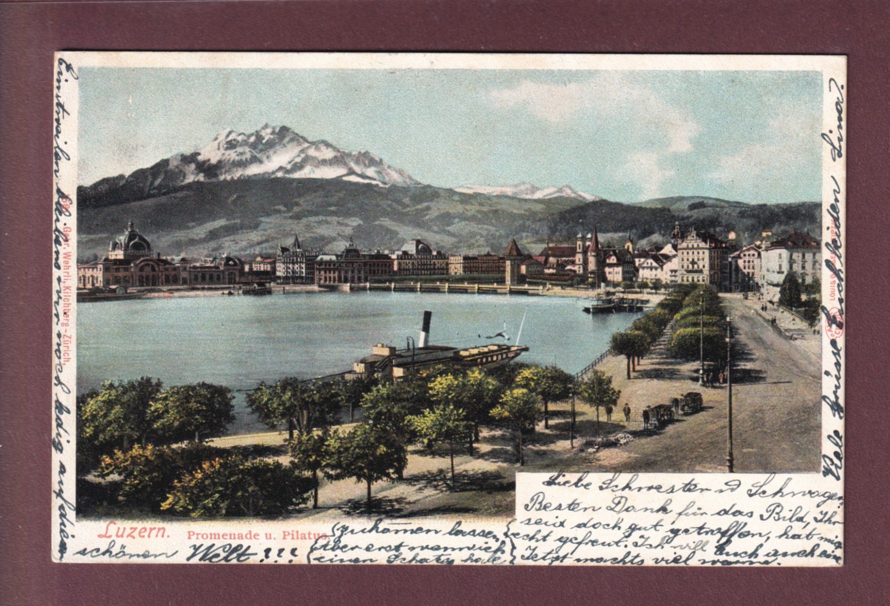 Ansichtskarten: LUZERN - Promenade - Pilatus - 1904 – Gebraucht aus Pully von nicecards