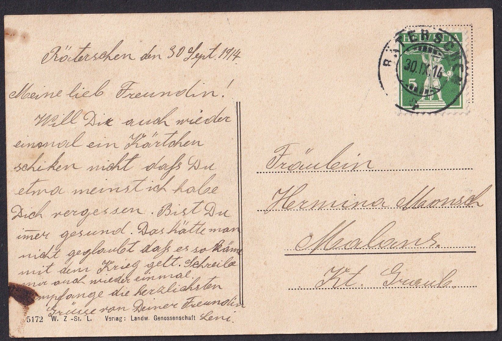 Cartoline postali: Räterschen Teilansicht – Usato da Olten venduto da clotaldi 1