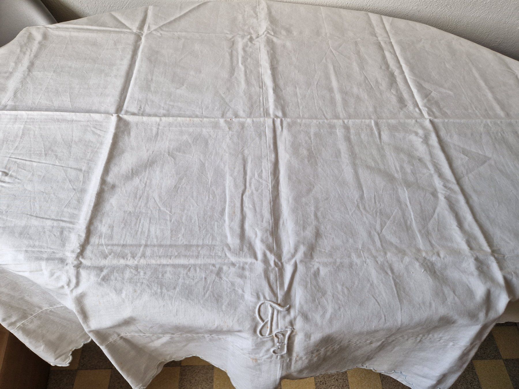 Biancheria da letto: Leinen Leintuch mit Monogramm EB, 210x160cm – Nuovo (secondo la descrizione) da Bern venduto da Antikbatik 9