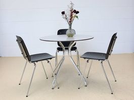 Hans Coray Indoor Stühle und Alu4 Tisch rund-Set