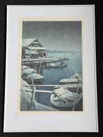 Kawase HASUI Holzschnitt Schnee bei Mukôjima