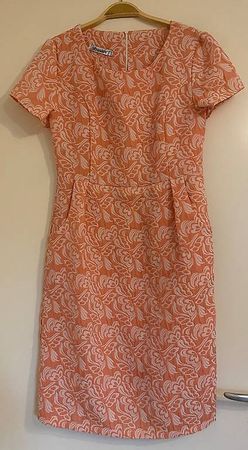 Sommer Kleid mit Struktur orange creme Gr. 38 M