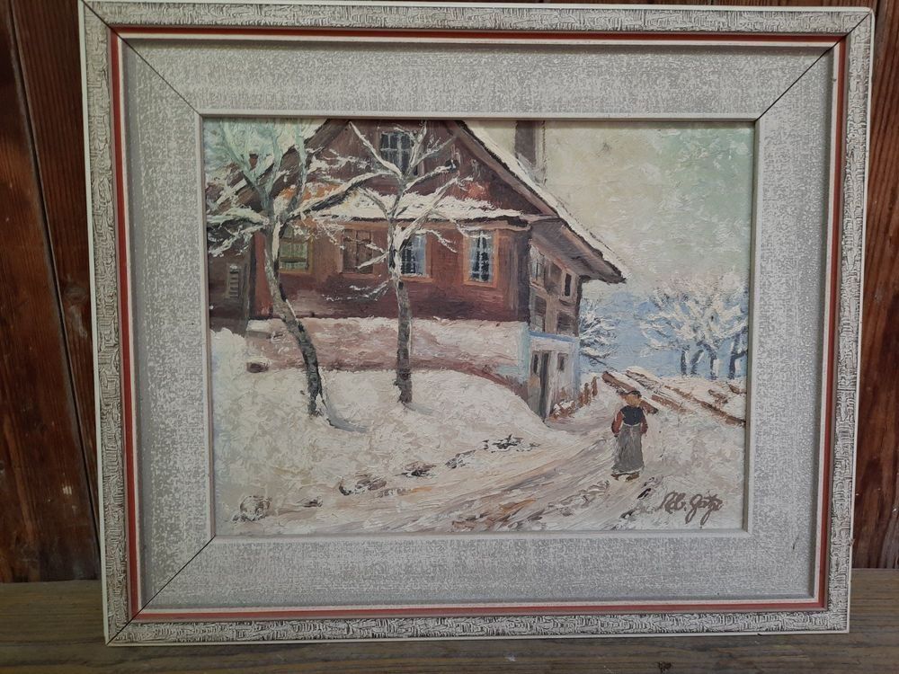Tableaux: Winterlandschaft Ölgemälde, signiert – D'occasion à Weinfelden par JoeBaer