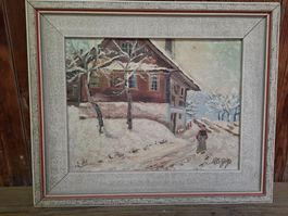 Winterlandschaft Ölgemälde, signiert