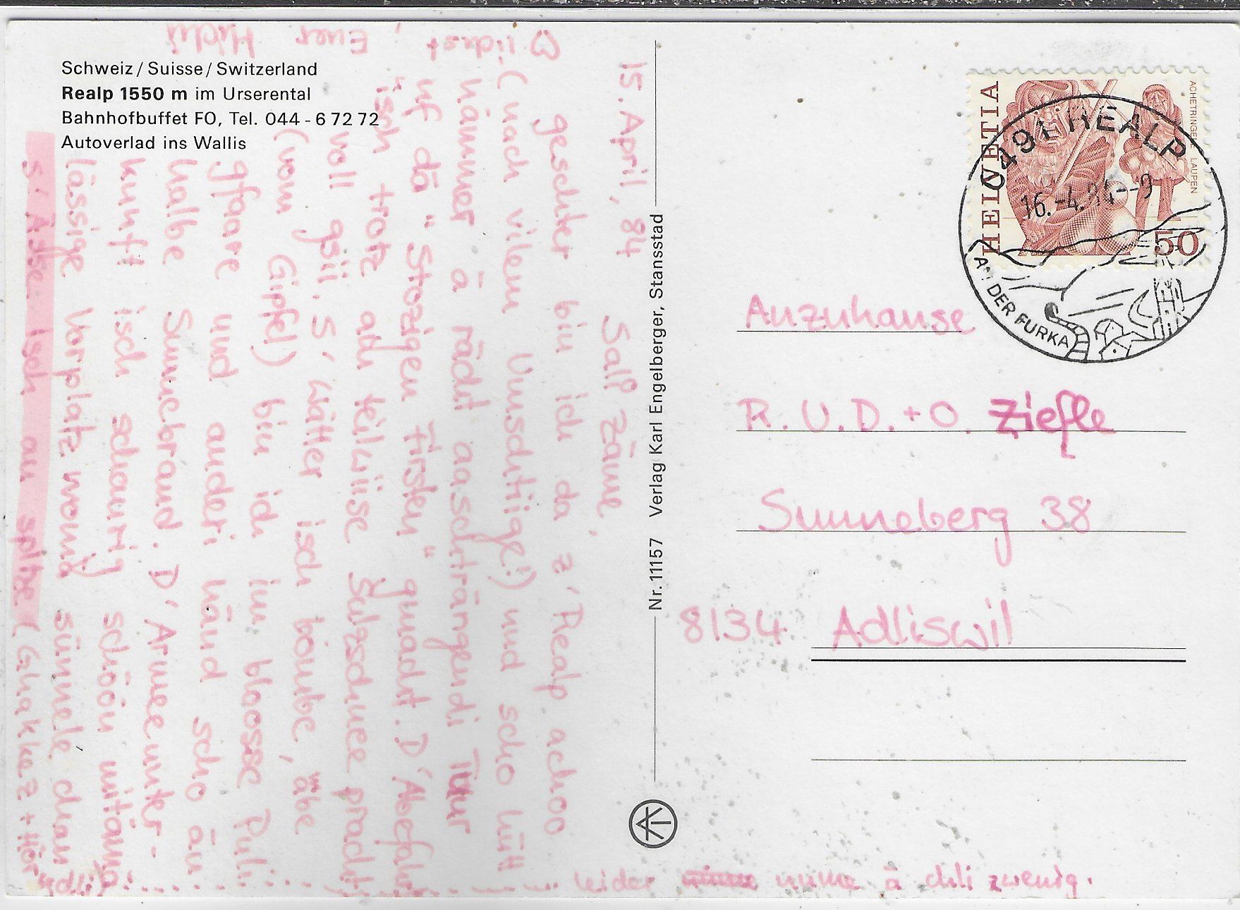 Cartoline postali: Realp im Winter - Autoverlad ins Wallis – Usato da Ettingen venduto da Kartenplanet 1