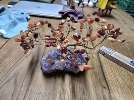 Achat-Baum auf Amethyst Sockel Deko-Objekt (DU)