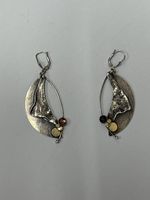 Silver and multi coloured earrings