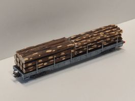 RhB Rungenwagen Holzstämme Spur N