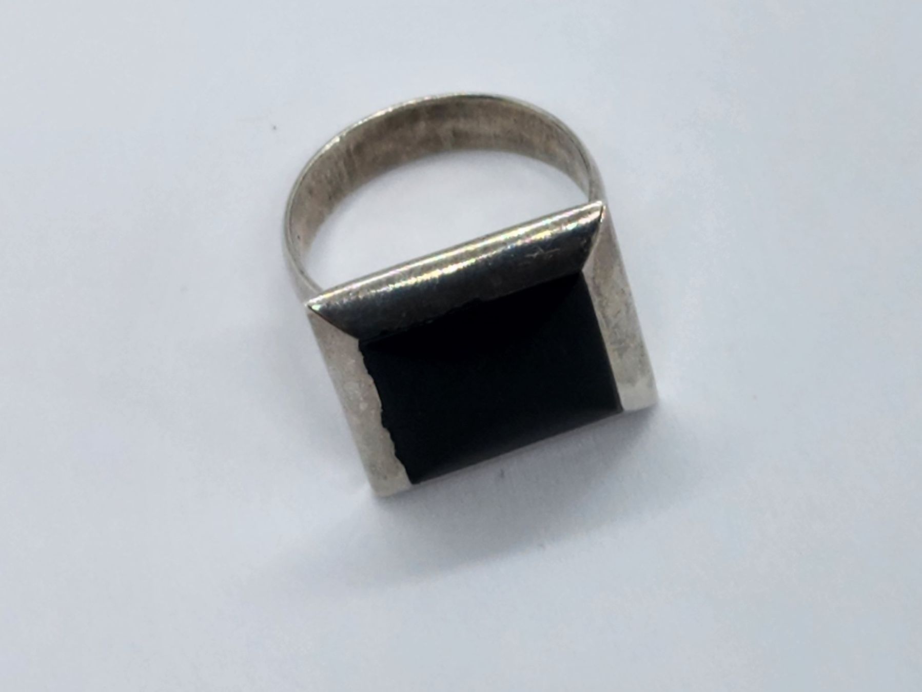 Anelli: Moderner Silberring mit schwarzem Onyx immitat, Grösse 54 – Usato da St. Gallen venduto da GIULESGG 6