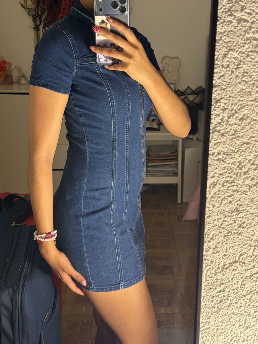 Vestiti: Robe en jean Pull&Bear bleu foncé fermeture éclair S – Nuovo (secondo la descrizione) da Genève venduto da vca_hm2d 1
