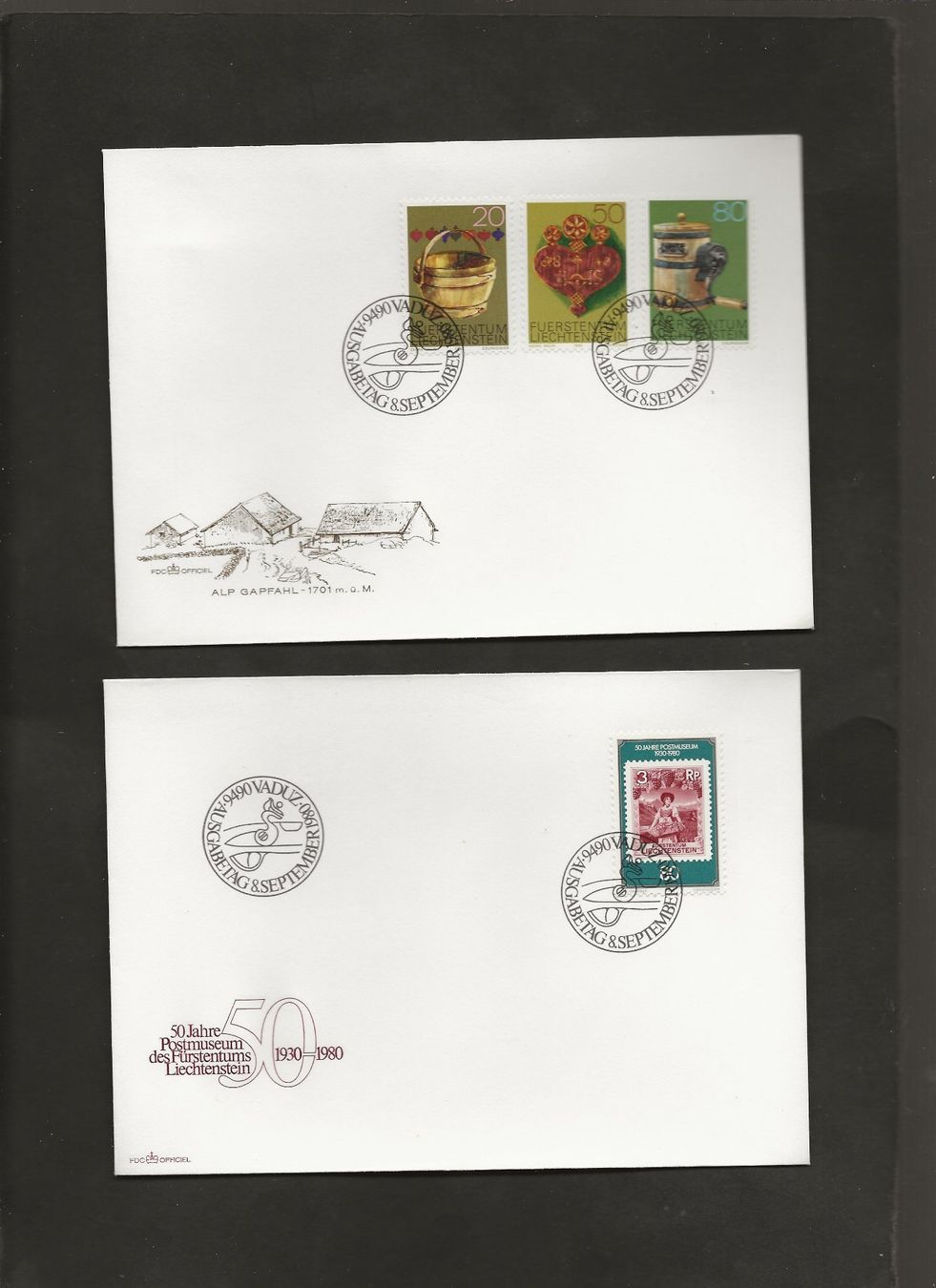 Tutti i francobolli: 16 FDC Liechtenstein 1980 bis 1982 – Usato da Au ZH venduto da xelagreb01 1