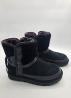 Bottines UGG noires en daim – doublure léopard – Taille 37